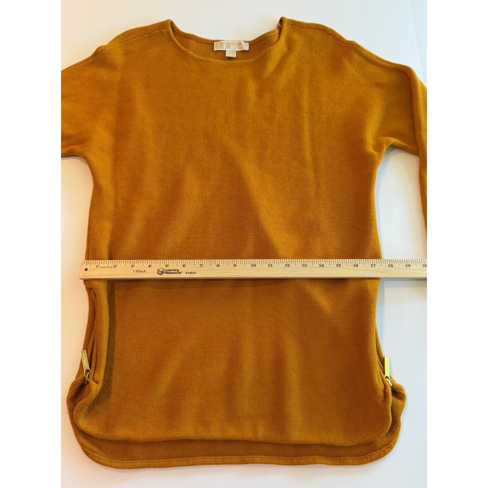 Michael Kors Womens Mustard Yellow Knit Side Zip Sweater Marigold Medium - Picture 6 of 8